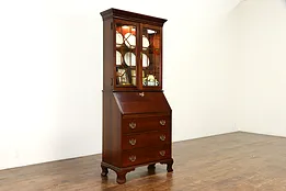 Traditional Cherry Vintage Secretary Desk & Bookcase Display, Jasper  #36601
