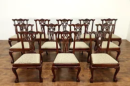 Set of 12 Vintage Georgian Chippendale Design Mahogany Dining Chairs #36617