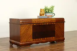 Art Deco Waterfall Design 1930's Vintage Cedar Lined Blanket Chest, Lane #36744