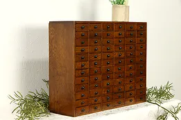 Oak Antique 72 Drawer Jewelry Chest or Collector Cabinet #36748