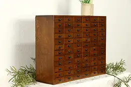 Oak Antique 72 Drawer Jewelry Chest or Collector Cabinet #36748