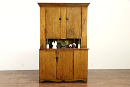 Primitive Farmhouse Country Pine Cabinet Antique Kitchen Pantry Cupboard #36759