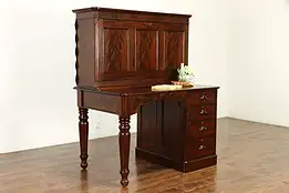 Empire Antique 1840 Flame Mahogany Drop Front Secretary Desk #35728