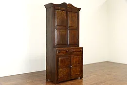 Farmhouse Country Pine Antique Grain Painted Kitchen Pantry Cupboard #36517