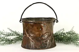 Copper Antique Hand Hammered Farmhouse Stew Pot or Bucket #36827