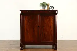 Empire Antique Mahogany Chest or Chifferobe, Columns, Paw Feet #36936