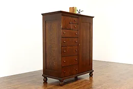 Quartersawn Craftsman Oak Antique Wardrobe, Chest, Armoire, Closet #37217
