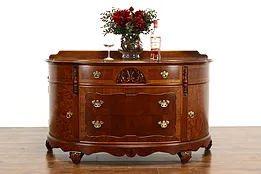 Demilune half Round Antique Banded Burl Chest, Console or Sideboard Colby #37456