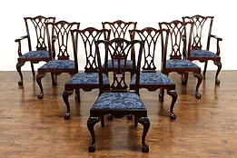Set of 8 Georgian Chippendale Design Vintage Dining Chairs, Drexel #37257