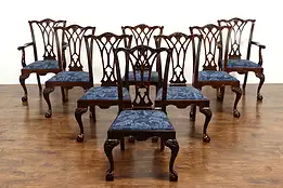 Set of 8 Georgian Chippendale Design Vintage Dining Chairs, Drexel #37257