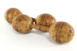 Victorian Antique Farmhouse Wooden Pair of Exercise Dumbbells #37605