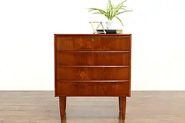 Midcentury Modern Teak 1960 Vintage Scandinavian Small Chest or Dresser #37657