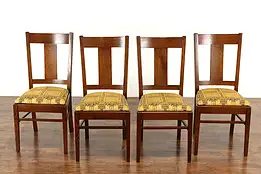 Set of 4 Arts & Crafts Mission Oak Antique Craftsman Dining / Game Chairs #37479