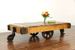 Industrial Salvage Antique Railroad Cart, Farmhouse Coffee Table #37638