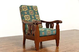 Victorian Antique Carved Oak Morris Recliner Chair, Royal #36001