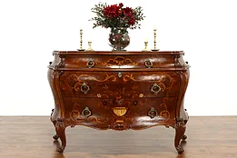 Bombe & Marquetry Antique Italian Linen Chest, Dresser or Commode #36322