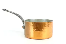 Hammered Copper Vintage Farmhouse Kettle with Iron Handle Made in France #37949