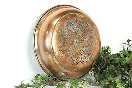 Hand Hammered Vintage Farmhouse Solid Copper Colander or Strainer #37950