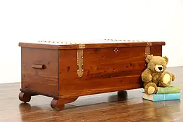 Farmhouse Vintage Cedar Chest, Trunk or Bench with Copper Bindings #34271