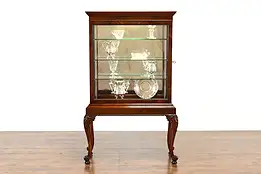 Mahogany Vintage Collector Cabinet, Curio Display, Vitrine, Lighted, Lock #37821