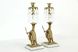 Victorian Antique Pair of Bronze Candelabra, Classical Sculpture, Marble #37988