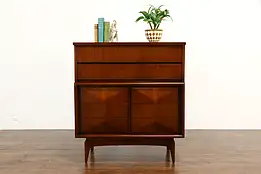 Midcentury Modern Vintage Diamond Front Tall Chest or Dresser, United #37999