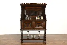 Oak Antique Black Forest Dowry Cabinet, Hand Carved Wedding Scene #38077