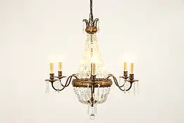 Bellini Crystal 6 Candle Oval Chandelier, Prisms & Ball, Murray Feiss #37244