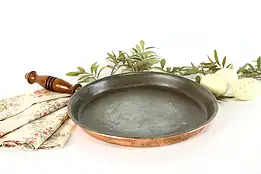 Bazar Français Vintage Farmhouse Copper Skillet, Crepe or Sautee Pan #38166