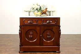 Walnut Victorian Antique Small Chest, Nightstand or Commode, Marble Top #36280