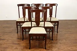 Set 6 Antique Farmhouse Craftsman Mission Oak Arts & Crafts Dining Chairs #37402