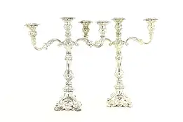 Pair of Silverplate Triple Antique Candelabra, Signed Barbour #38289