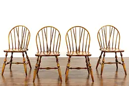 Set of 4 Birch Farmhouse Windsor Vintage Dining or Game Chairs, Curtis #38320