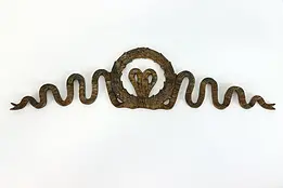 Cast Bronze Salvage Antique French Wreath and Ribbon Design Crest #38521