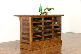 General Store Antique Salvage 15 Drawer Candy Counter, Bar Kitchen Island #36275