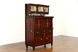 Mahogany Dentist, Antique Dental, Jewelry or Collector Cabinet, American #38067