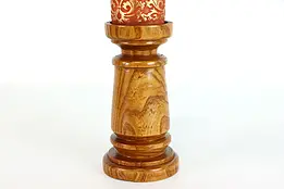 Ash Farmhouse Vintage Pedestal or Candle Holder, Signed Ezra Johnson #38308