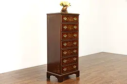 Traditional Lingerie Chest Walnut Burl Hand Painted Accents, Hickory #38457