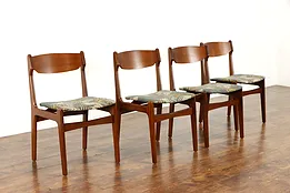 Set of 4 Midcentury Modern Vintage Teak Dining Chairs, New Upholstery #38467