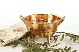 Copper Vintage Farmhouse Strainer or Colander, Brass Handles& Feet #38589