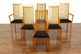 Set of 6 Italian Vintage Midcentury Modern Oak Chairs, Signed Potocco #38637