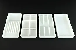 Antique Milk Glass 4 Dental Trays, American, Two Rivers WI #37861