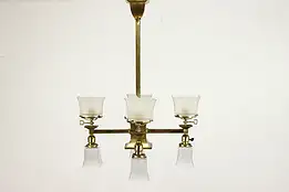 Craftsman Antique Brass 8 Light Fixture Gas & Electric Chandelier #38351