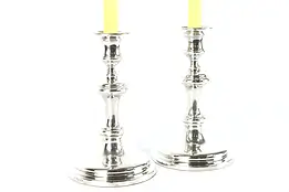 Victorian Pair of  Antique 1870 Silver Plate English Candlesticks #34225