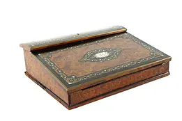 English Victorian 1880 Antique Ebony, Rosewood & Burl Lap or Travel Desk #37974