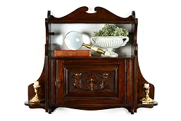 Hanging Cabinet Antique English Carved Tobacco or Medicine Chest #38825