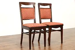 Pair of Antique Mission Oak Arts & Crafts Craftsman Desk or Dining Chairs #38860