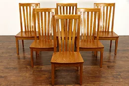 Set of 6 Arts & Crafts, Mission Oak, Vintage Dining Chairs, Shin Lee #38888