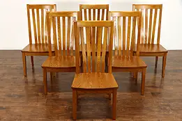 Set of 6 Arts & Crafts, Mission Oak, Vintage Dining Chairs, Shin Lee #38888