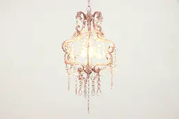 Petite Pink or Rose Beaded Faux Crystal Chandelier, Adjustable Chain #38683